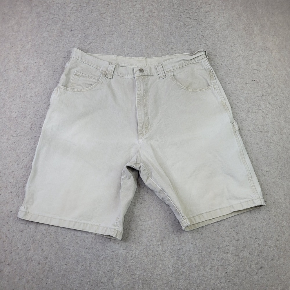 Wrangler Crapenter Shorts Mens 38 Tan 10 Inseam Cargo Baggy Y2K 64WC2TM Distress
